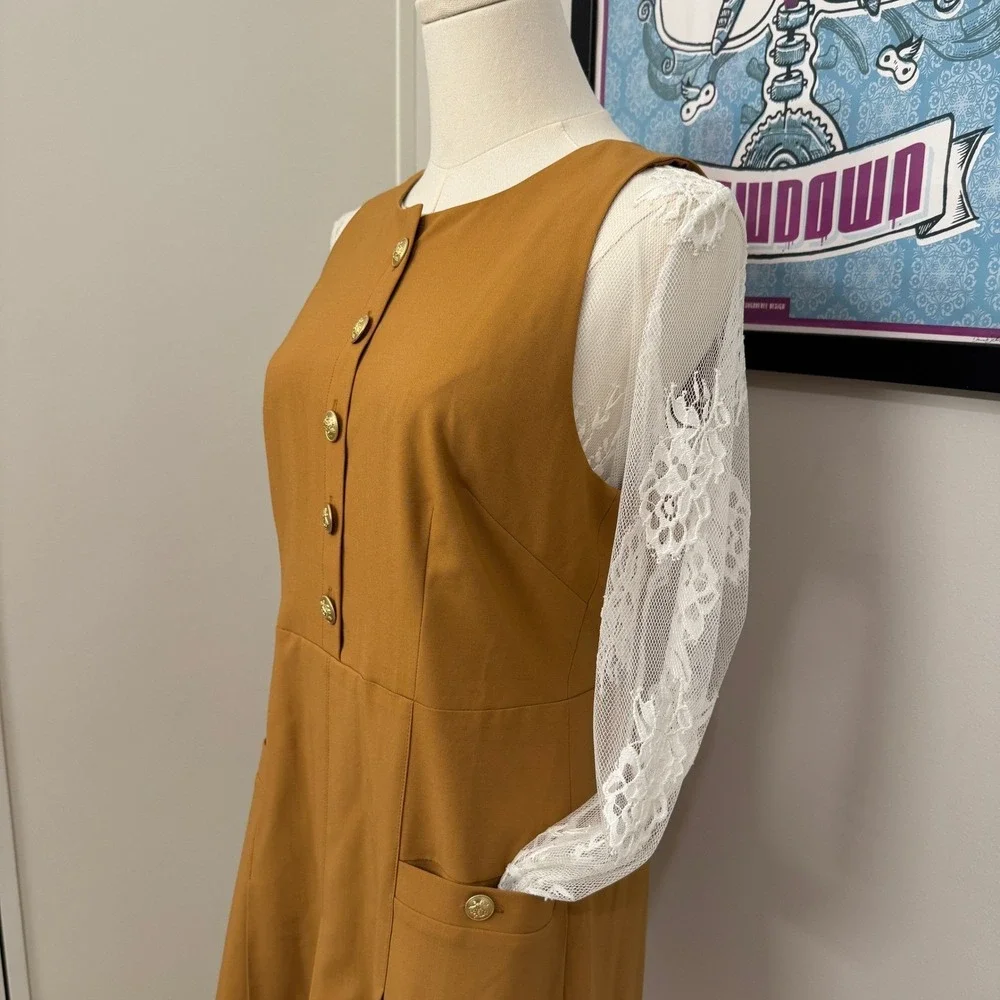 J.Crew Italian Stretch Wool Tollegno 1900 Pleated Mini Dress Camel Size 6 NWT